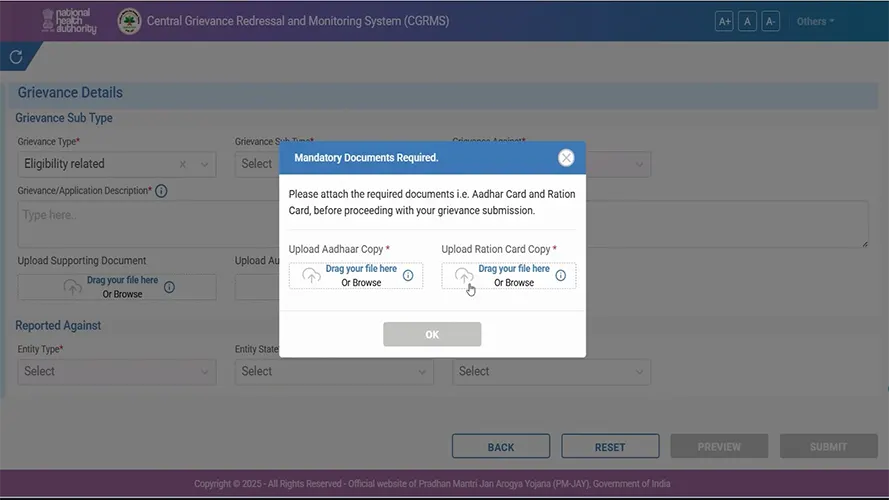 CGRMS Mandatory Document Required