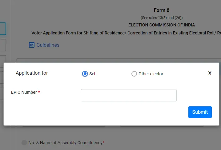 Voter Application for Self